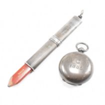 HALLMARKED SILVER PROPELLING PENCIL & SOVEREIGN HOLDER