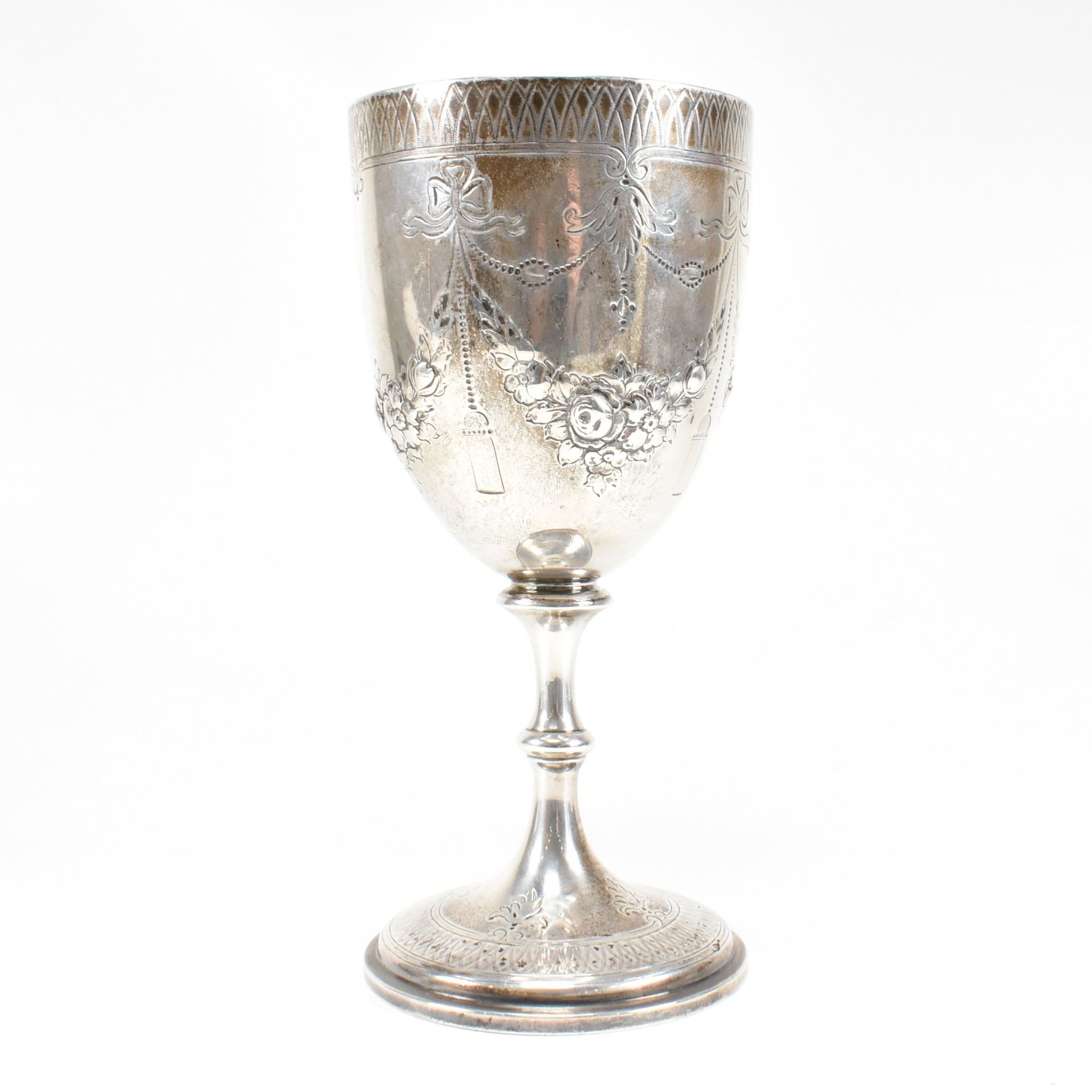 VICTORIAN HALLMARKED SILVER GOBLET TROPHY - Image 4 of 10