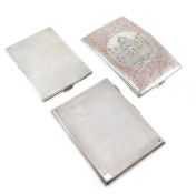 THREE CIGARETTE CASES WITH ONE HALLMARKED SILVER