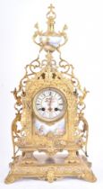 19TH CENTURY FRENCH BRASS & PORCELAIN MANTEL CLOCK