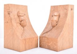 ROBERT MOUSEMAN - PAIR OF SOLID OAK BOOKENDS