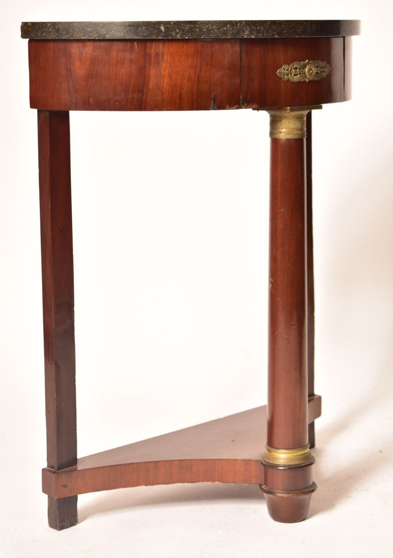 PAIR OF BIEDERMEIER WALNUT & MARBLE CONSOLE HALL TABLES - Image 3 of 9