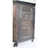 17TH CENTURY ENGLISH CARVED OAK CORNER CUPBOARD