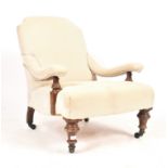 VICTORIAN HOWARD & SONS MANNER UPHOLSTERED ARMCHAIR