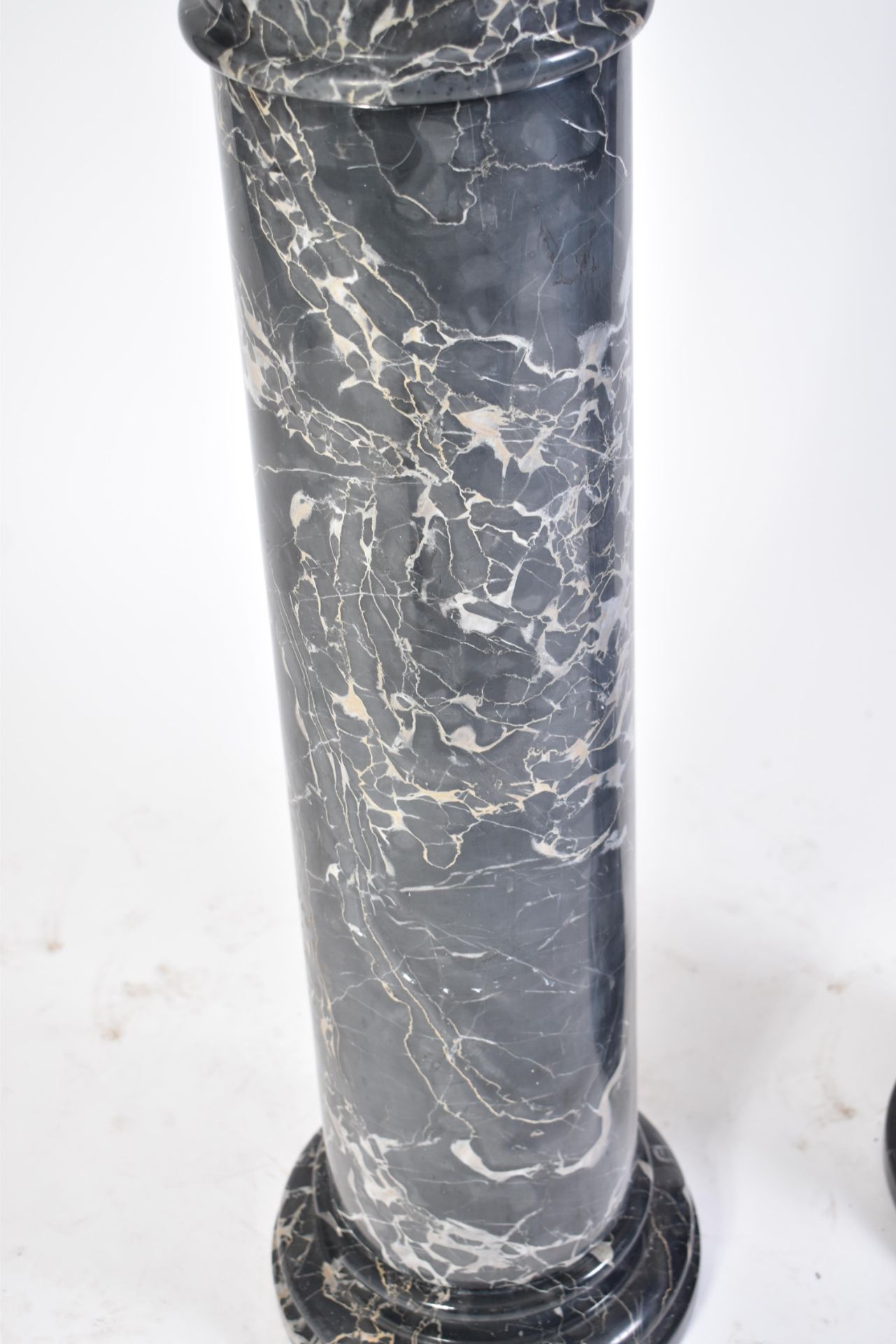 PAIR OF LARGE FREESTANDING GREY & WHITE MARBLE PEDESTALS - Image 6 of 12