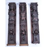 SET OF THREE 16TH CENTURY FRENCH CARVED WALNUT TERMES