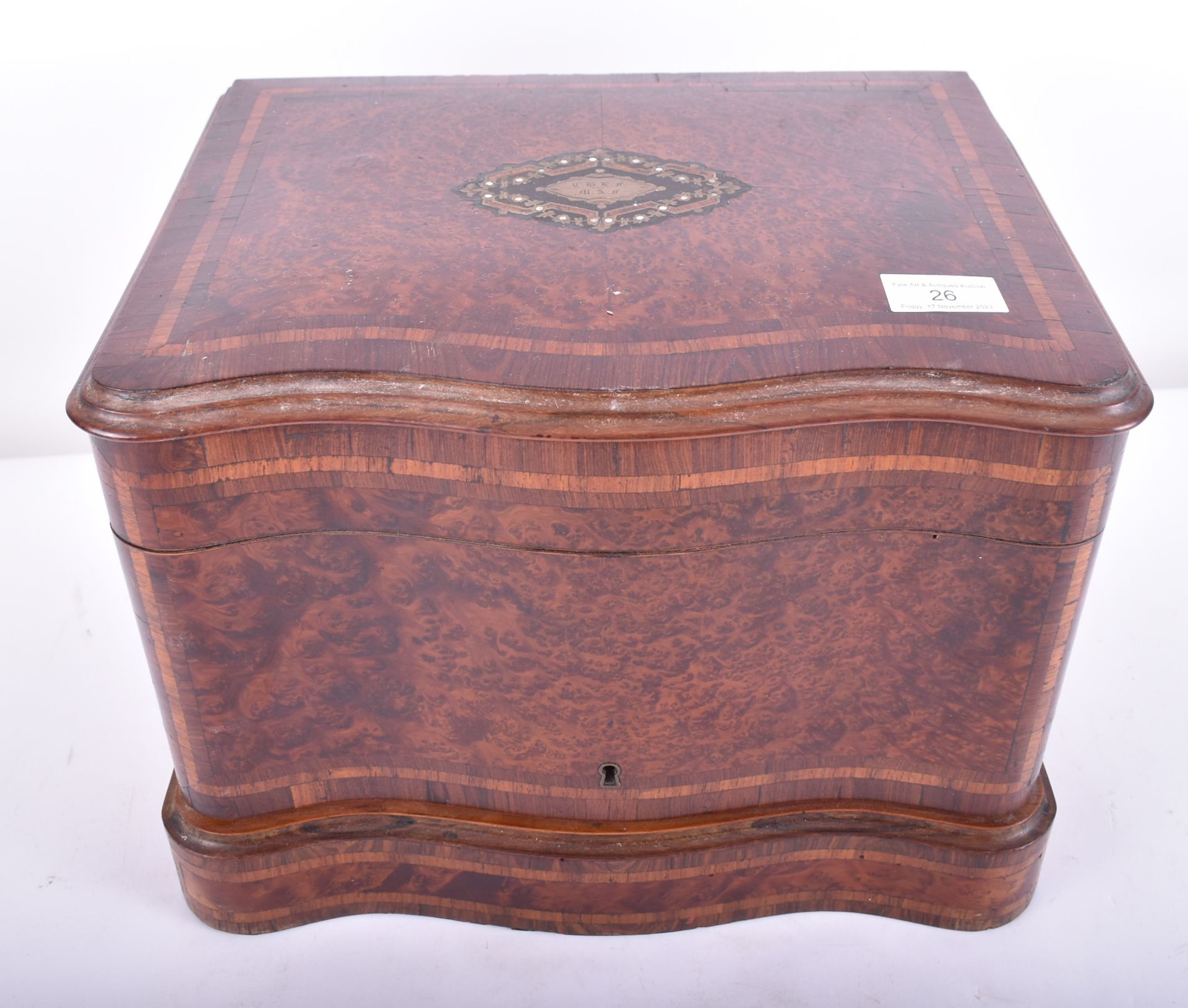 19TH CENTURY VICTORIAN ROSE AND AMBOYNA WOOD CASE - Image 8 of 8
