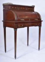 19TH CENTURY FRENCH EMPIRE MAHOGANY & MARBLE BUREAU