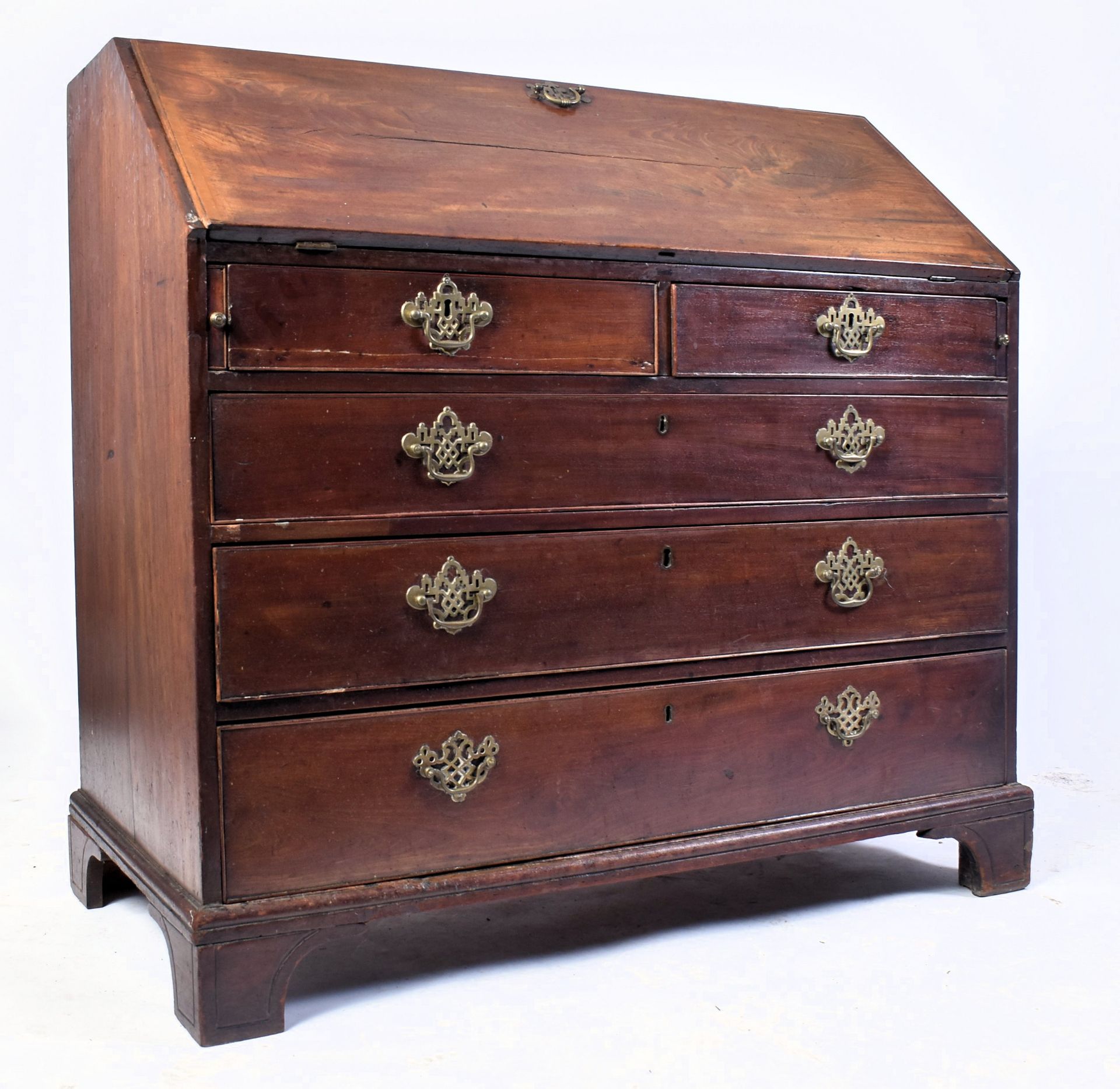 19TH CENTURY GEORGE III CUBAN MAHOGANY BUREAU DESK