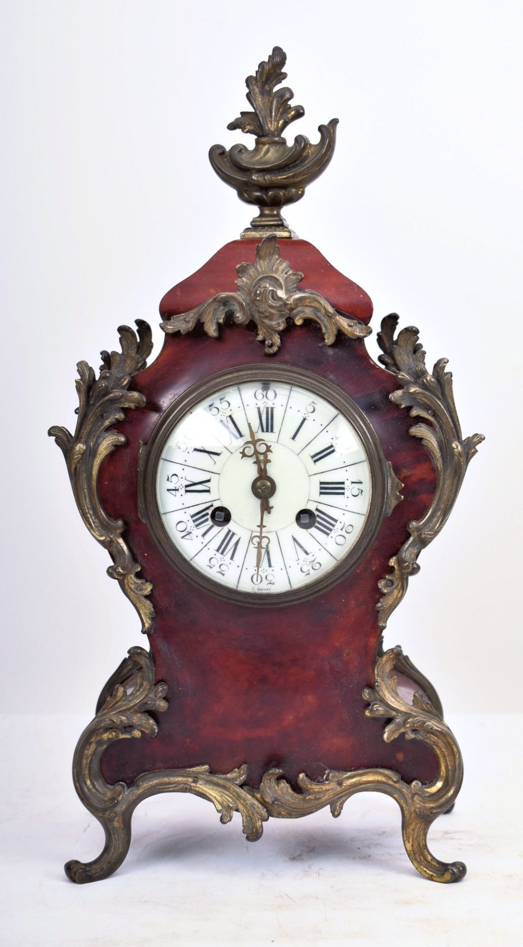 LOUIS XV STYLE FRENCH BOULLE & ORMOLU MANTLE CLOCK