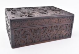 EARLY 19TH CENTURY JIAQING CHINESE CARVED HARDWOOD BOX
