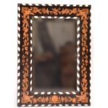 19TH CENTURY DUTCH BONE & EBONY MARQUETRY INLAID MIRROR