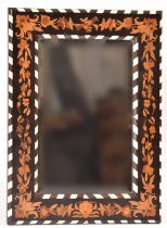 19TH CENTURY DUTCH BONE & EBONY MARQUETRY INLAID MIRROR