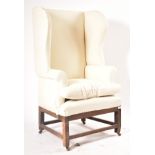 19TH CENTURY MAHOGANY PORTER'S CHAIR IN WHITE UPHOLSTERY