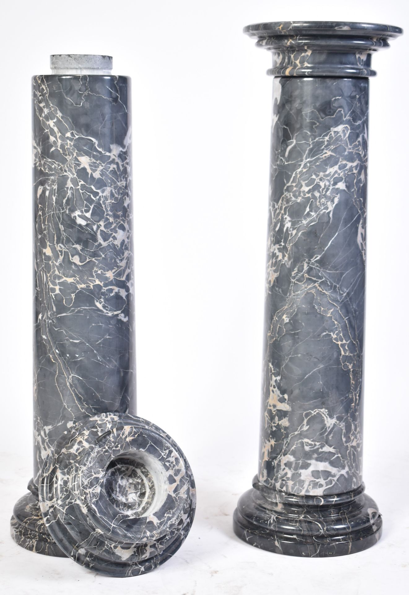 PAIR OF LARGE FREESTANDING GREY & WHITE MARBLE PEDESTALS - Image 7 of 12