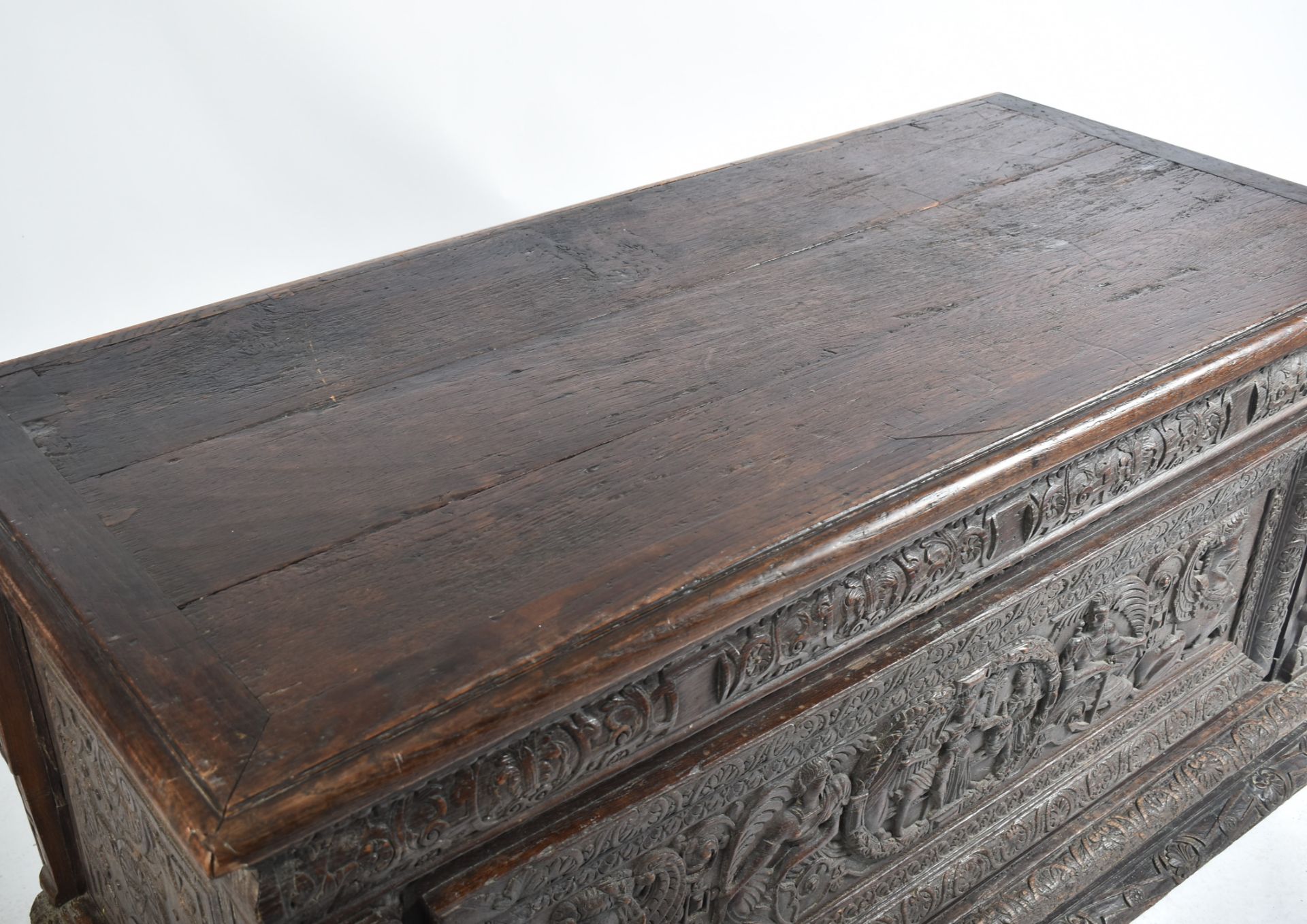 16TH CENTURY CARVED ITALIAN OAK CASSONE DESK - Image 2 of 16