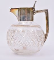 SILVER 19TH CENTURY HALLMARKED CUT GLASS CLARET JUG