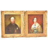 PAIR OF VICTORIAN OIL ON CANVAS PORTRAITS IN GILT FRAMES