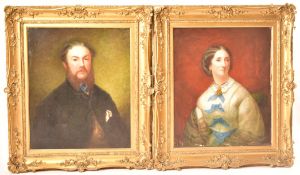 PAIR OF VICTORIAN OIL ON CANVAS PORTRAITS IN GILT FRAMES