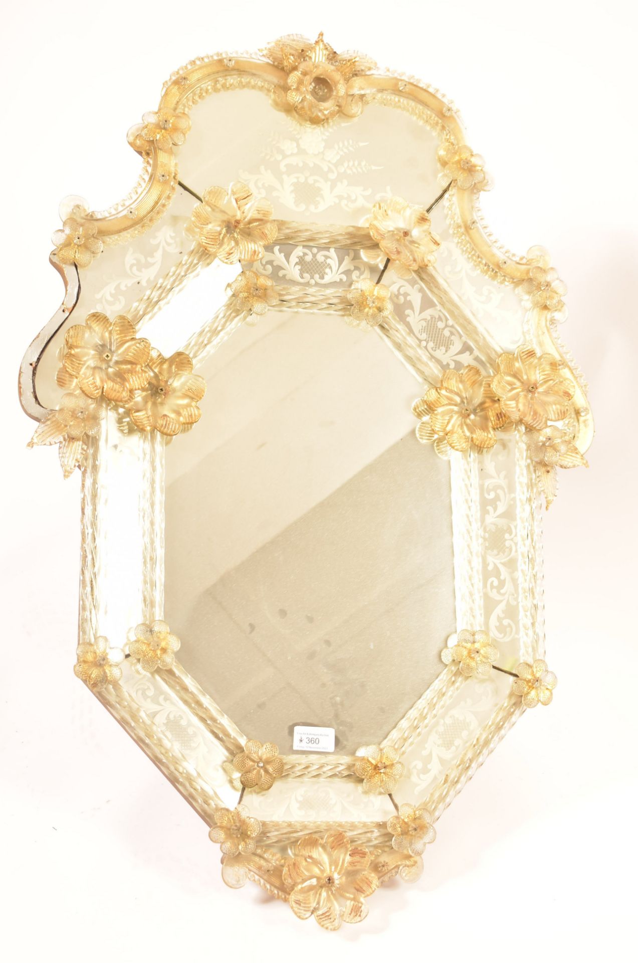 EARLY - MID 20TH CENTURY VENETIAN MURANO GLASS MIRROR