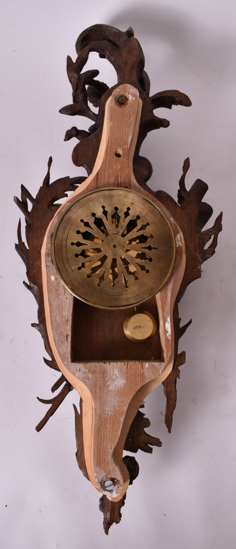 19TH CENTURY CARVED OAK BLACK FOREST WALL CLOCK - Image 7 of 8