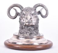 19TH CENTURY ELECTROPLATE RAMS HEAD DESK TOP INKWELL