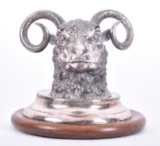 19TH CENTURY ELECTROPLATE RAMS HEAD DESK TOP INKWELL