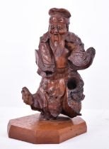 A 20TH CENTURY CHINESE HAND CARVED DEITY OF PROSPERITY