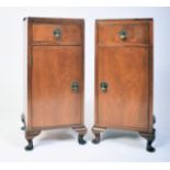 QUEEN ANNE REVIVAL WALNUT PAIR OF BEDSIDE CABINETS