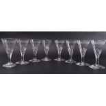 SET OF 8 18TH CENTURY GEORGE III FACET CUT STEM WINE GLASSES