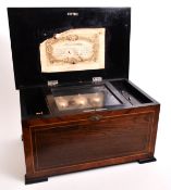 19TH CENTURY SWISS MADE WALNUT VENEERED 8 AIRS MUSIC BOX