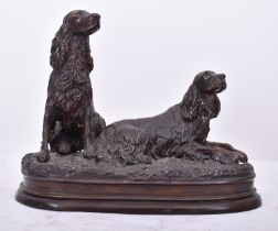 AFTER MENE - 19TH CENTURY BRONZE OF TWO SPANIEL DOGS