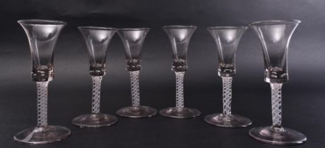 SET OF SIX 18TH CENTURY OPAQUE TWIST WINE GLASSES