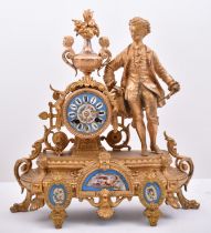 19TH CENTURY FRENCH GILT & ENAMEL MANTEL CLOCK