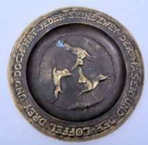EARLY 20TH CENTURY GERMAN BRONZE 'THREE HARES MOTIF' CHARGER