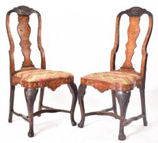 PAIR OF 18TH CENTURY DUTCH MARQUETRY SIDE / DINING CHAIRS
