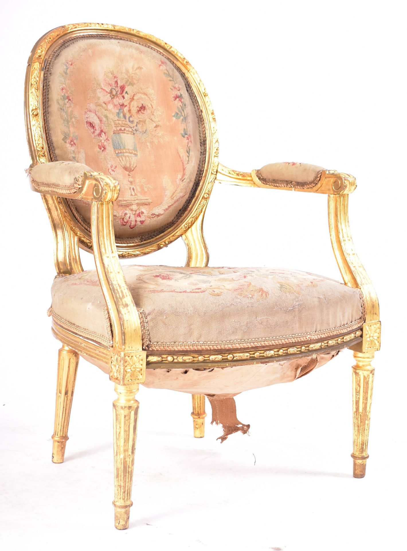 19TH CENTURY FRENCH GILTWOOD ELBOW CHAIR
