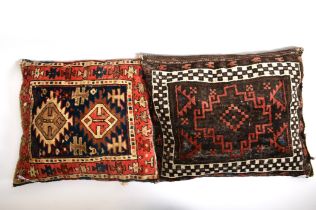 PAIR OF EARLY 20TH CENTURY KILIM UPHOLSTERED CUSHIONS