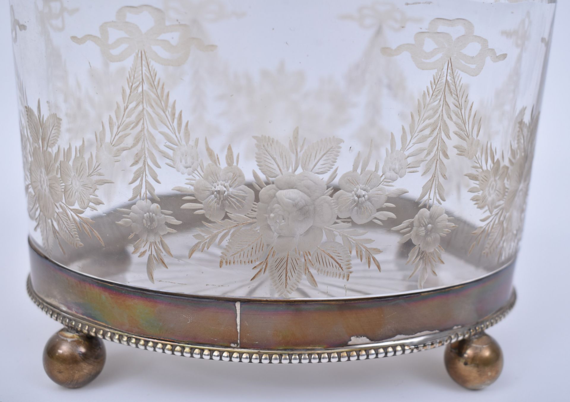 19TH CENTURY SILVER & CUT GLASS BON BON BISCUIT BOX - Image 4 of 5