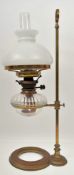 ART NOUVEAU EARLY 20TH CENTURY BRASS & GLASS OIL LAMP