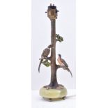 EARLY 20TH CENTURY COLD PAINTED BRONZE PHEASANT LAMP BASE