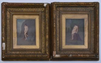 AFTER WILLIAM ETTY - PAIR OF OIL ON BOARD NUDE PAINTINGS
