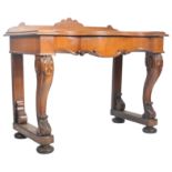 WITHDRAWN - HIGH VICTORIAN 19TH CENTURY OAK SERPENTINE CONSOLE TABLE