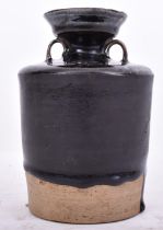 NINETEENTH CENTURY JAPANESE BLACK GLAZED POTTERY VESSEL