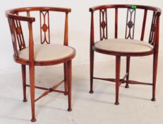 PAIR OF EDWARDIAN MAHOGNAY BOW BACK TUB CHAIRS