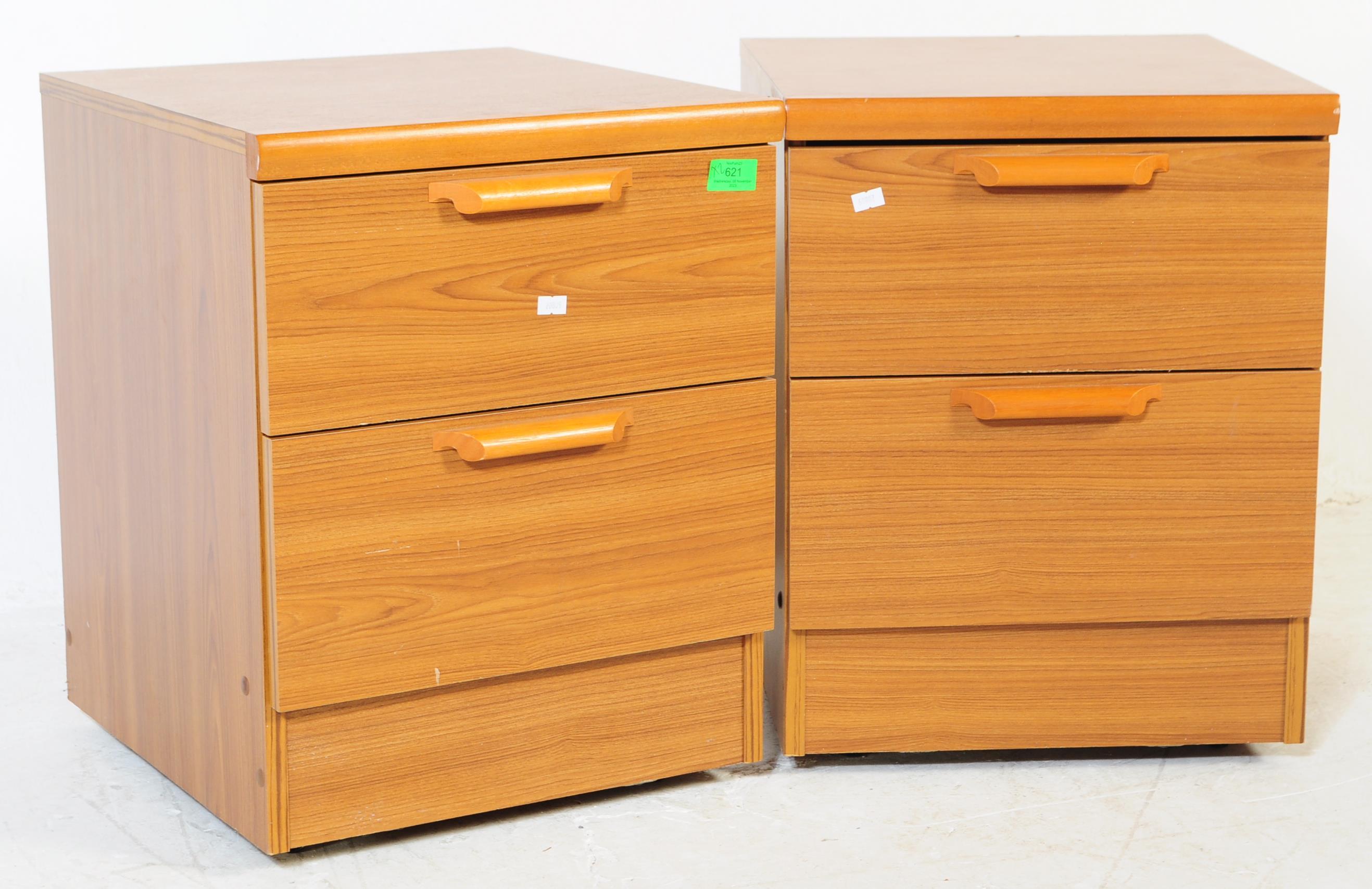 PAIR OF MID CENTURY TEAK BEDSIDE CABINETS