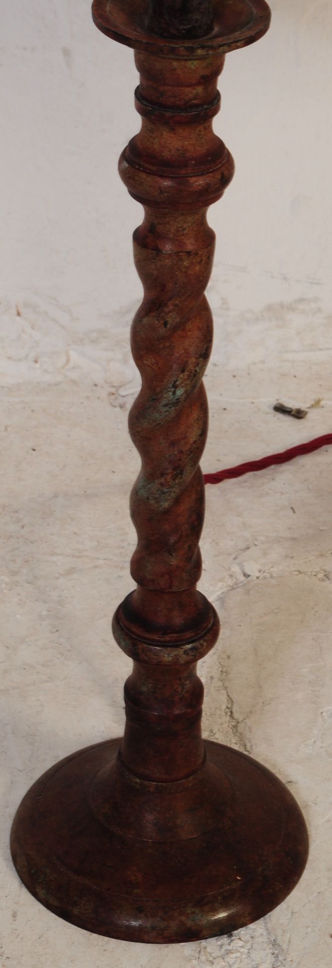 PAIR OF EARLY 20TH CENTURY CAST METAL BARLEY TWIST LAMPS - Image 3 of 4