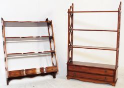 VICTORIAN STYLE HARDWOOD HANGING SHELVES & ANOTHER