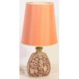 MID 20TH CENTURY CARVED CERAMIC LAMP BASE & SHADE