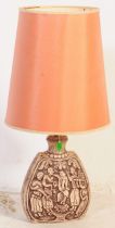 MID 20TH CENTURY CARVED CERAMIC LAMP BASE & SHADE